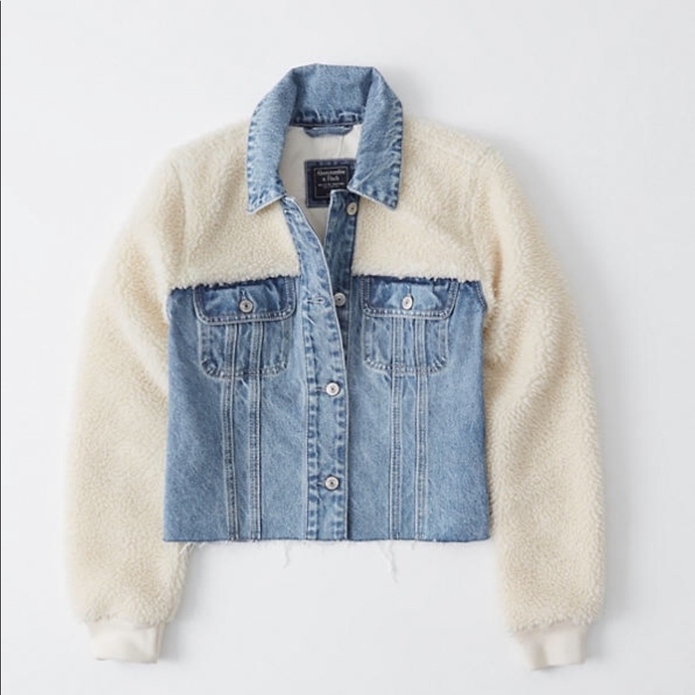 Abercrombie & Fitch oversize crop denim jacket